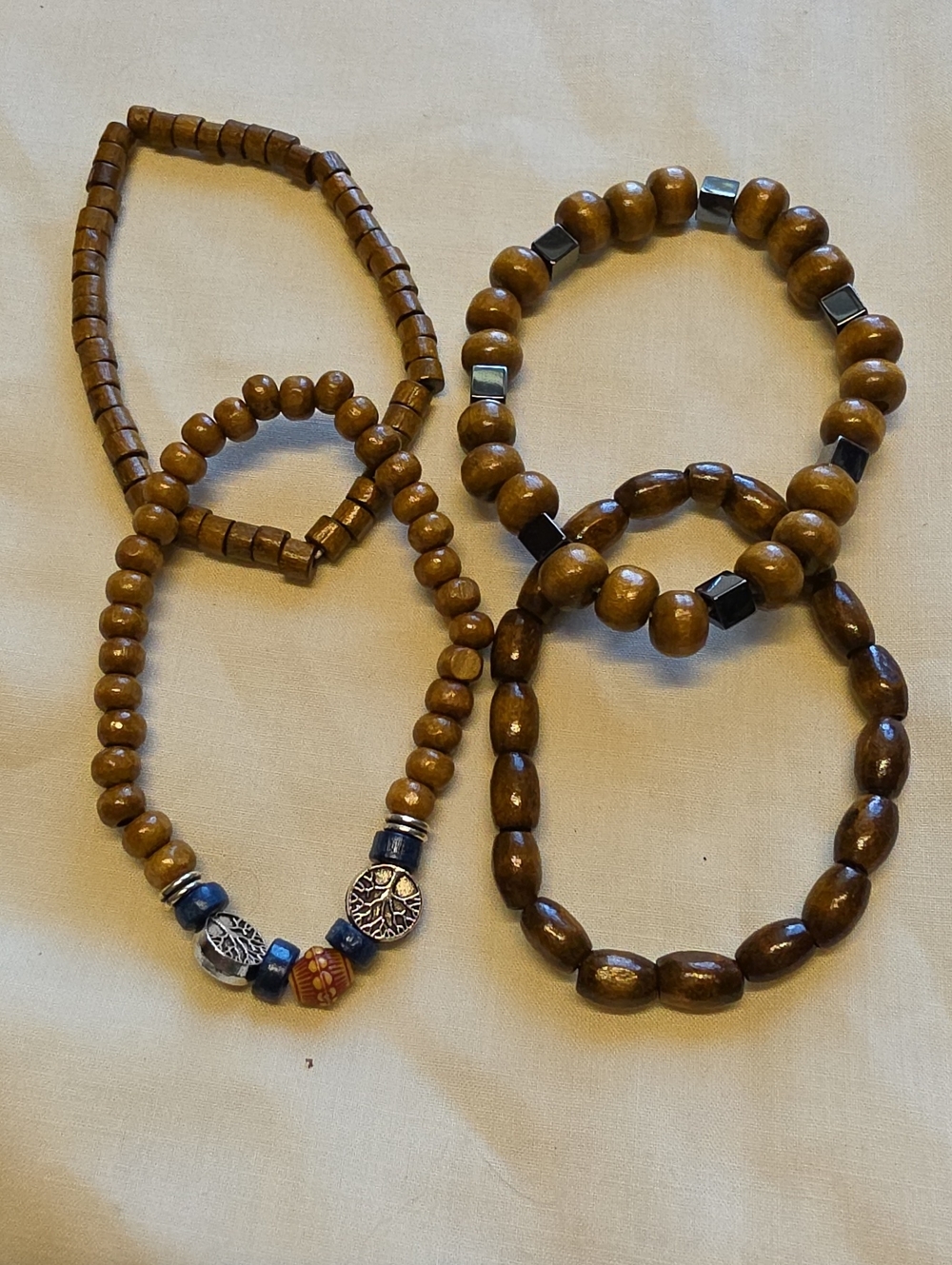 Handcrafted Brown Wooden Bead Bracelet Set of 4